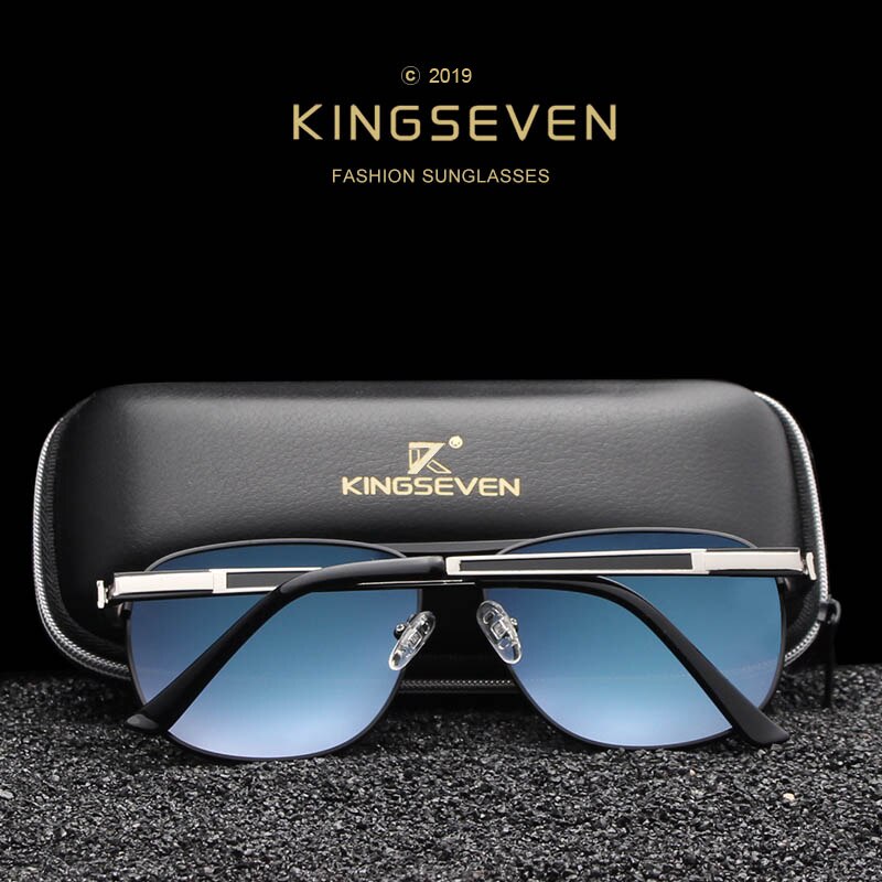 KINGSEVEN 2019 Stainless Steel Square Sunglasses Men&#39;s Polarized Mirror Sun Glasses Pilot Female Eyewears Accessories N738