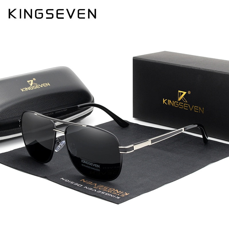 KINGSEVEN 2019 Stainless Steel Square Sunglasses Men&#39;s Polarized Mirror Sun Glasses Pilot Female Eyewears Accessories N738