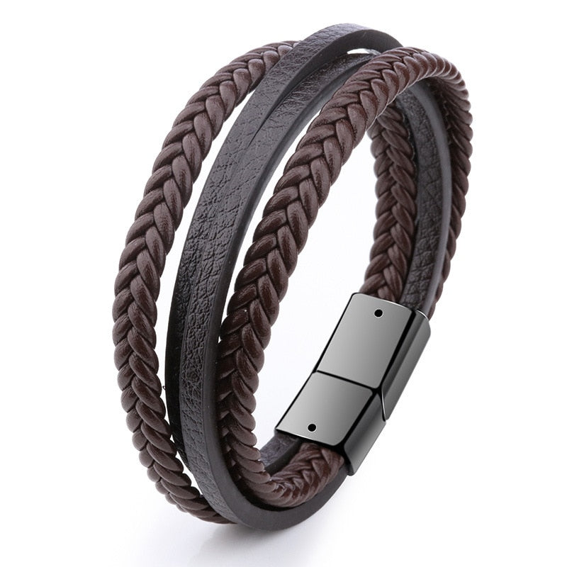 ZOSHI Trendy Genuine Leather Bracelets Mens Multilayer Braided Rope Bracelets Male Female Bracelets Retro Jewelry