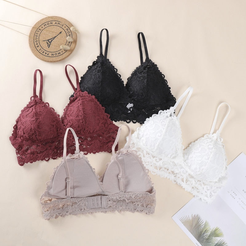 Women Lace Bralette Seamless Bras Sexy Beauty Back Tube Tops Girls Underwear Gathered Bras