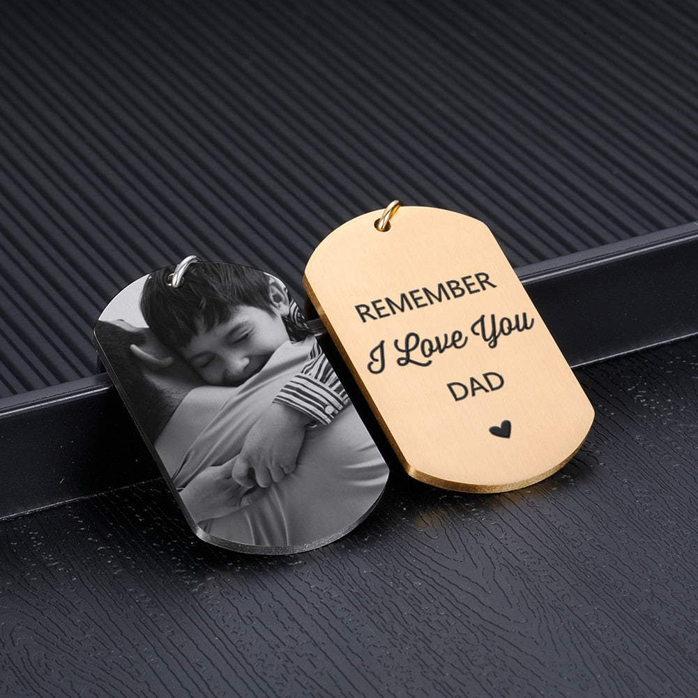 Father's Day Gift Personalized Photo Keychain I Love You Dad Picture Keyring Birthday Present for Father From Daughter Son