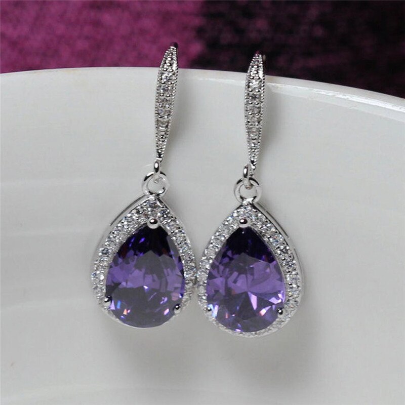 CAOSHI Charming Drop Earrings for Women Dazzling Purple Zirconia Elegant Female Exquisite Lady Party Accessories Fancy Jewelry