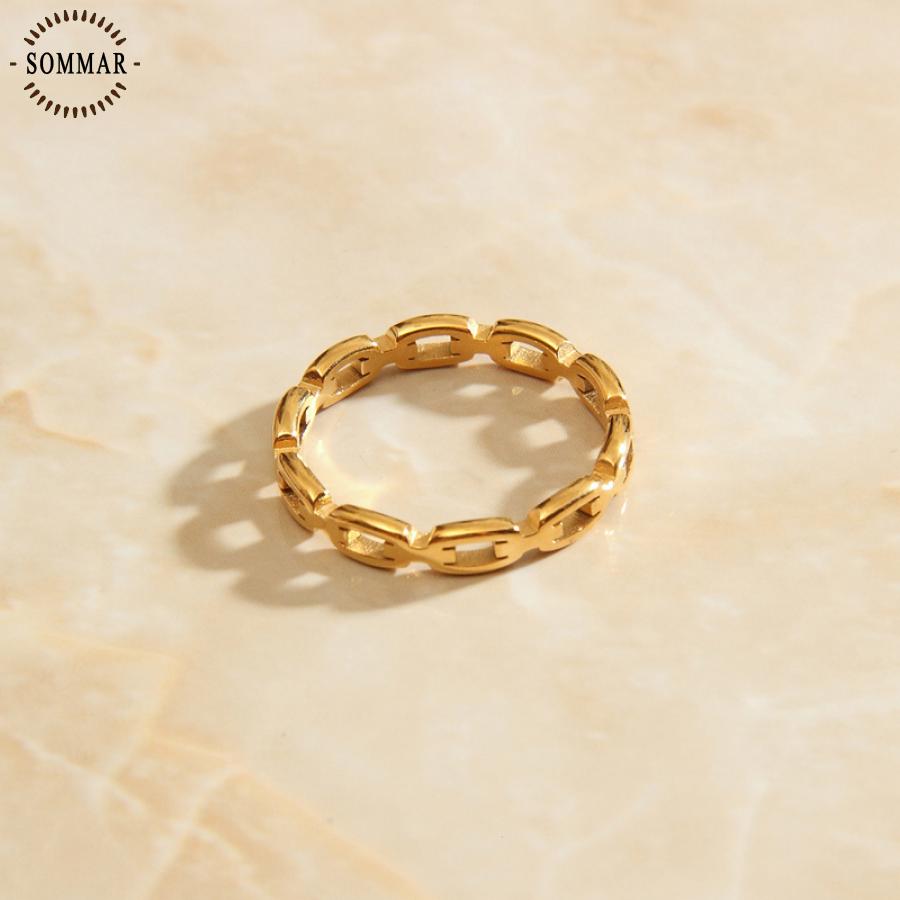 SOMMAR Trendy 18KGP  Gold color ring HOT  selling  summer female  for women circular opal christmas gift