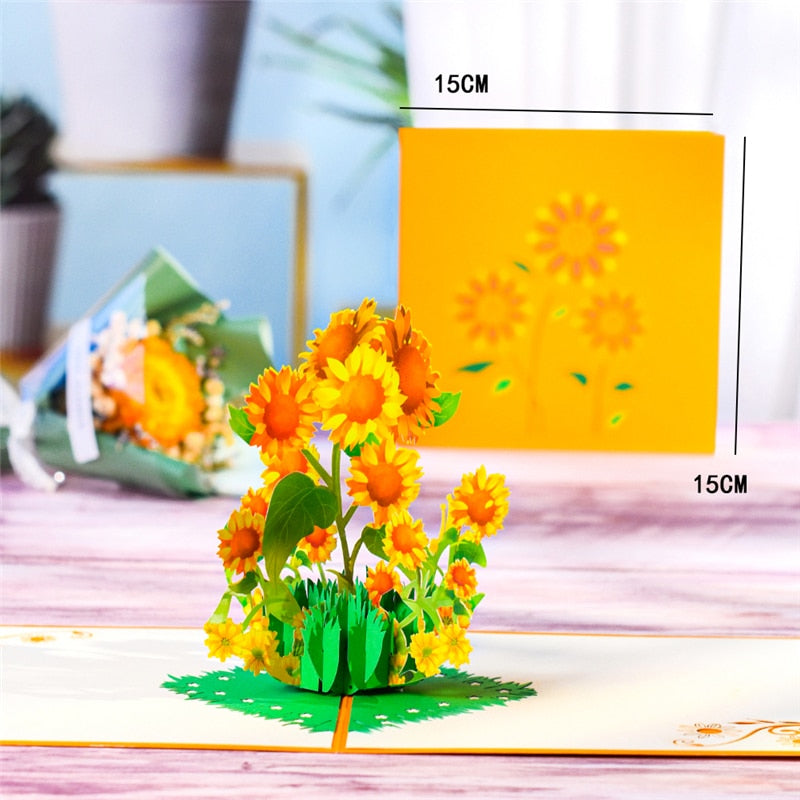 Pop-Up Flower Card Flora 3D Greeting Card for Birthday Mothers Father&#39;s Day Graduation Wedding Anniversary Get Well Sympathy