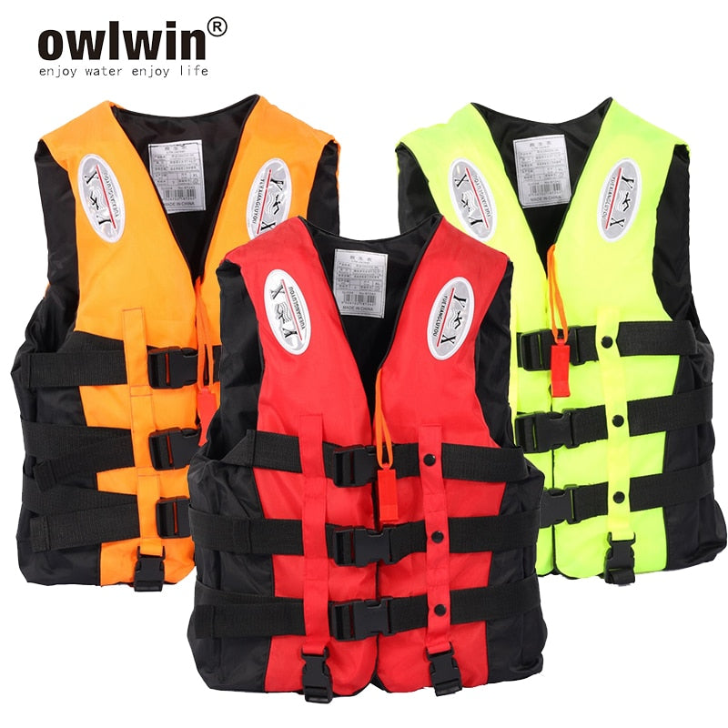 Universal Outdoor Swimming Boating Skiing Driving Vest Survival Suit Polyester Life Jacket for Adult Children with Pipe S -XXXL
