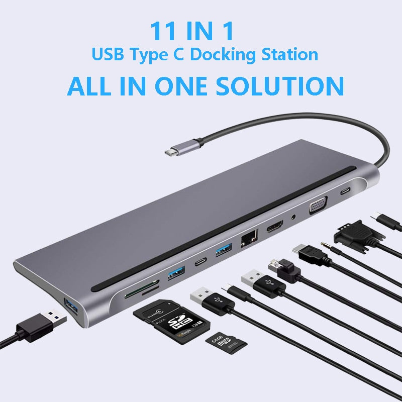 USB C Laptop Docking Station HDMI VGA USB PD LAN RJ45 SD Hub Adapter for Laptop Macbook HP DELL XPS Surface Lenovo ThinkPad Dock