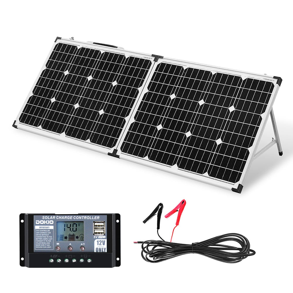 Dokio 100W 160W 200W Foldable Solar Panel China 10A/20A 12V Controller Folding Solar Panel Cell/System Charger Solar Panel