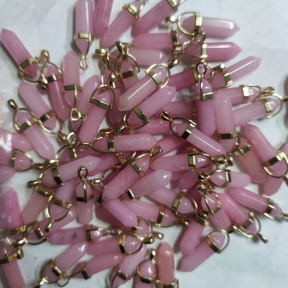 50pcs/lot Gold Zinc Alloy Amethysts Pendants For Jewelry Making Natural Stone Necklace Pendant Druzy Reiki Pendulum Amulet