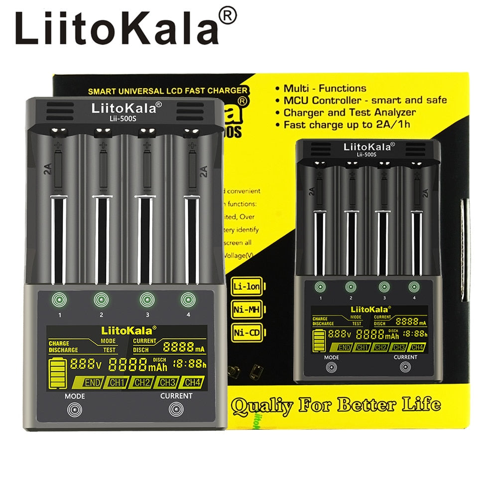 LiitoKala Lii-PD2 Lii-PD4 Lii-S8 Lii-500 Lii-600 Lii-PL2 battery Charger for 18650 26650 21700 AA AAA 3.7V lithium NiMH battery