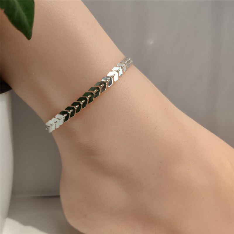 4 PCS/Set Simple Figaro Chain Anklets for Women Fashion Gold Silver Color Ankle Bracelet on Leg 2021 Bohemian Beach Foot Jewelry