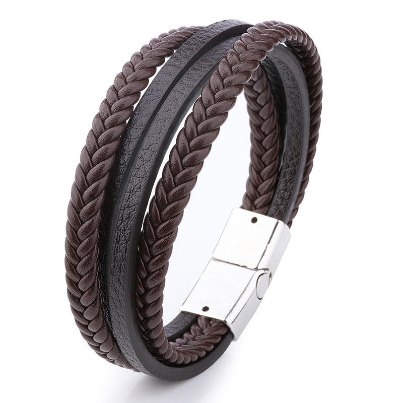 ZOSHI Trendy Genuine Leather Bracelets Mens Multilayer Braided Rope Bracelets Male Female Bracelets Retro Jewelry