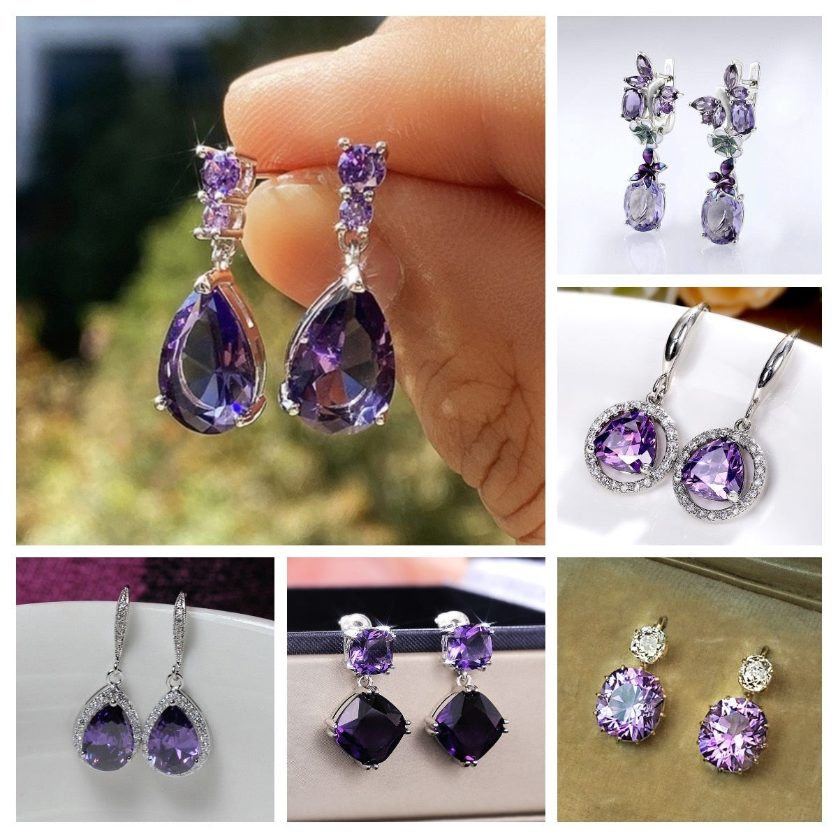 CAOSHI Charming Drop Earrings for Women Dazzling Purple Zirconia Elegant Female Exquisite Lady Party Accessories Fancy Jewelry