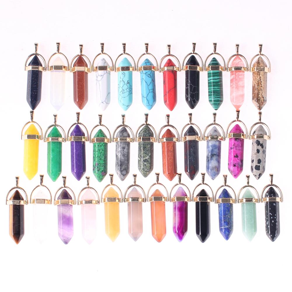 50pcs/lot Gold Zinc Alloy Amethysts Pendants For Jewelry Making Natural Stone Necklace Pendant Druzy Reiki Pendulum Amulet