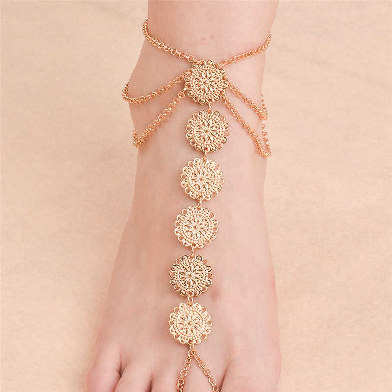 Bohemian Vintage Bells Ankle Bracelet Foot Jewelry Summer Beach Barefoot Sandals Charms Anklet Women Legs Accessories 1pcs