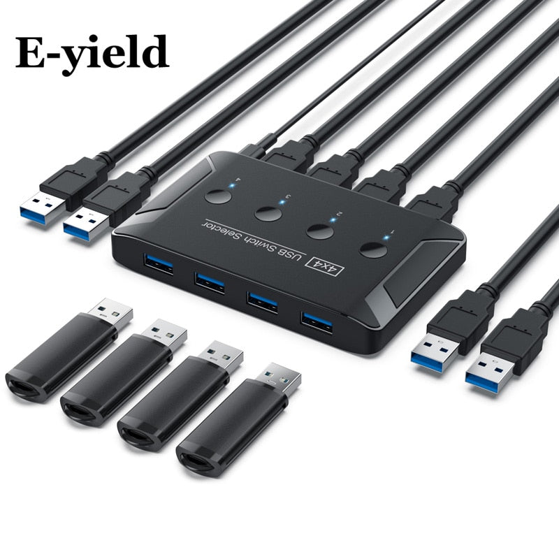 USB Switch KVM  USB 3.0  Switcher with Extender 4 Computers Share 4PCS 3PCS 2PCS USB Ports for Keyboard Mouse Printer U Disk