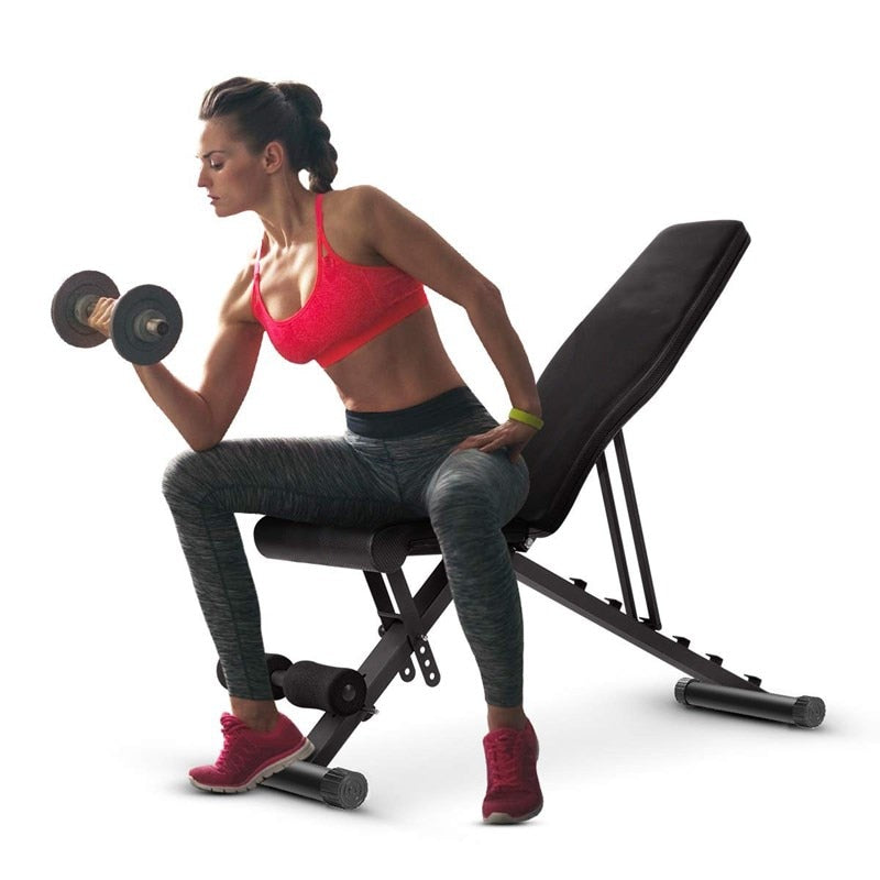 Gym Fitness Foldable Muscle Press Bench Supine Board Sit-ups Rack With Pull Rope Body-Building Weight Abdominal Training Machine