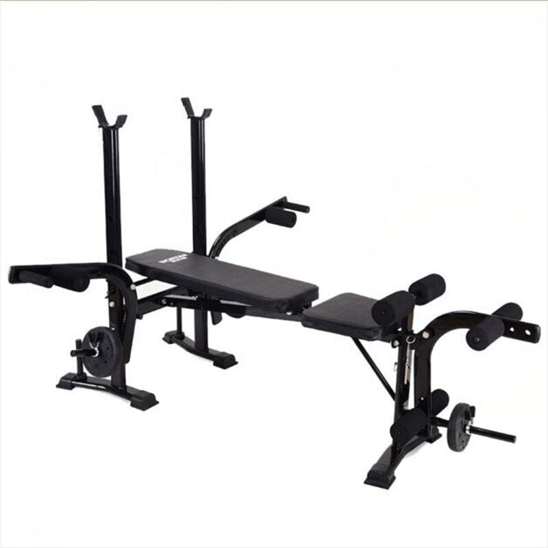 Multifunctional weight bench bench press barbell bed squat rack barbell set household bench press fitness equipment