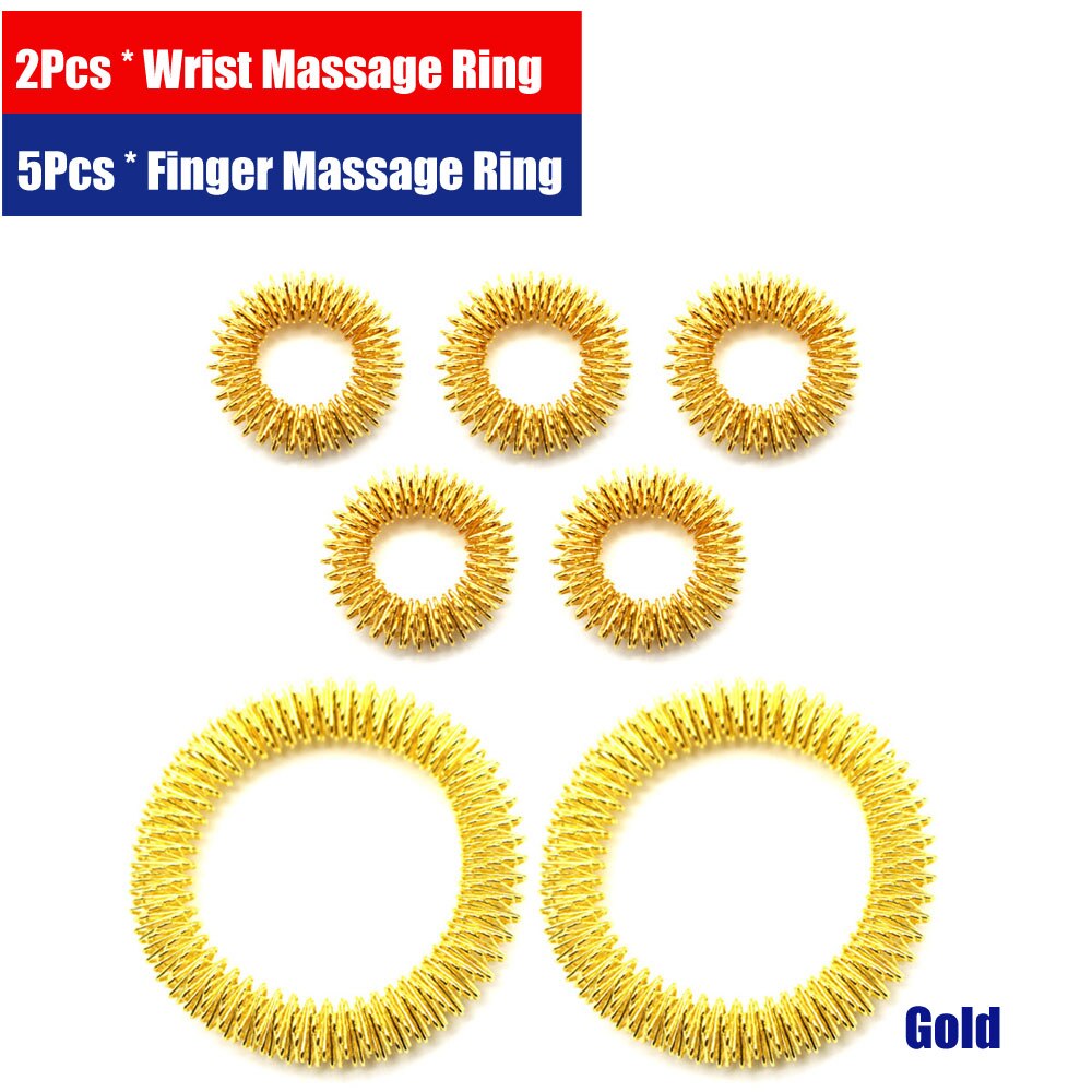 BYEPAIN 5Pcs Acupressure Massage Rings + 2Pcs Wrist Massage Rings, Chinese Medicine Pain Therapy Finger Circulation Massage Ring