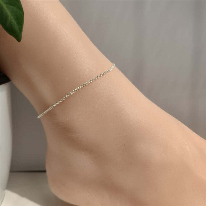 4 PCS/Set Simple Figaro Chain Anklets for Women Fashion Gold Silver Color Ankle Bracelet on Leg 2021 Bohemian Beach Foot Jewelry