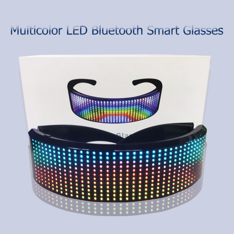 App Control Bluetooth Led Party Glasses Customized Languages USB Charge Flashing  Luminous Eyewear Christmas Concert Sunglasses