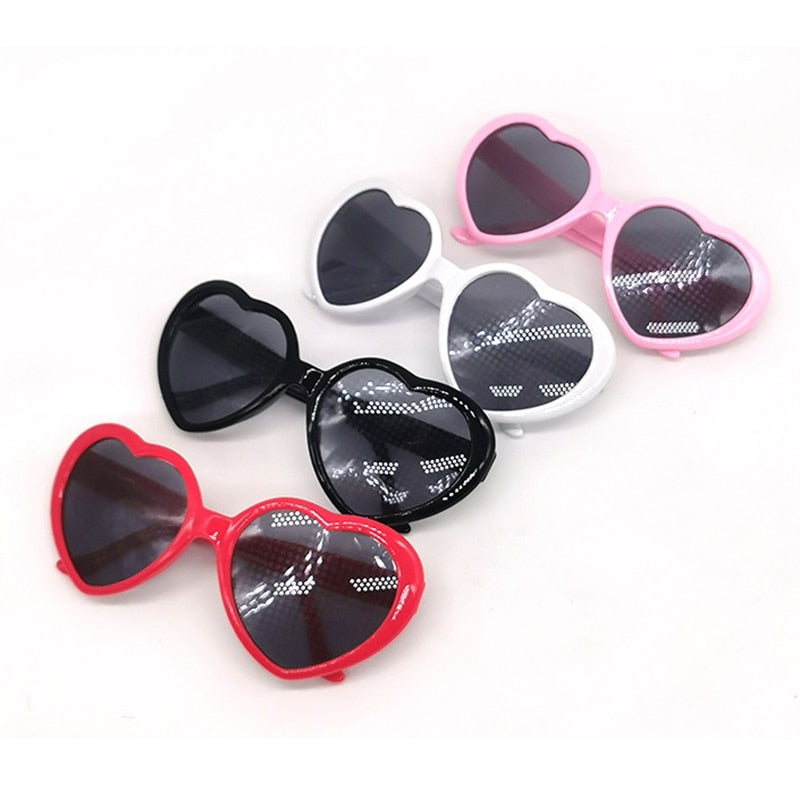 Love Heart Shape Sunglasses Women PC Frame Light Change Love Heart Lens Colorful Sun Glasses Female Red Black Shades