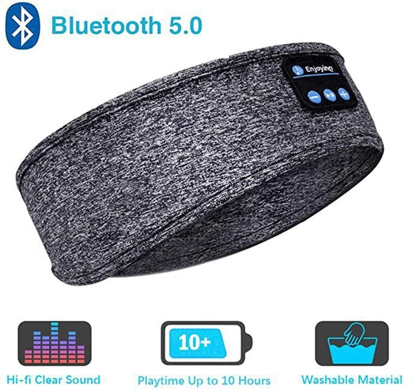 Bluetooth Sleeping Headphones Sports Headband Thin Soft Elastic Comfortable Wireless Music Earphones Eye Mask for Side Sleeper