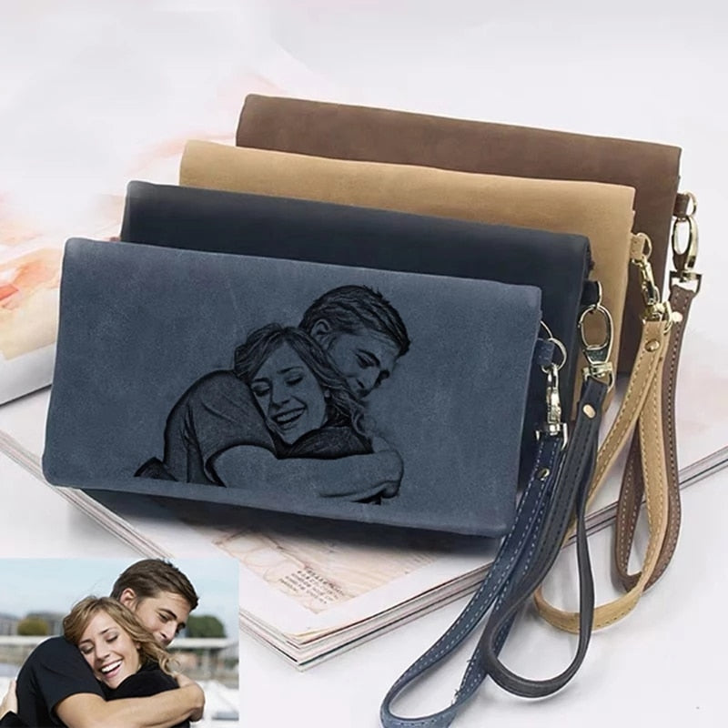 Customized Photo Wallet Personality Fashion Ladies Long Large-Capacity Synthetic Leather Double Zipper Clutch Mother&#39;s Day Gift