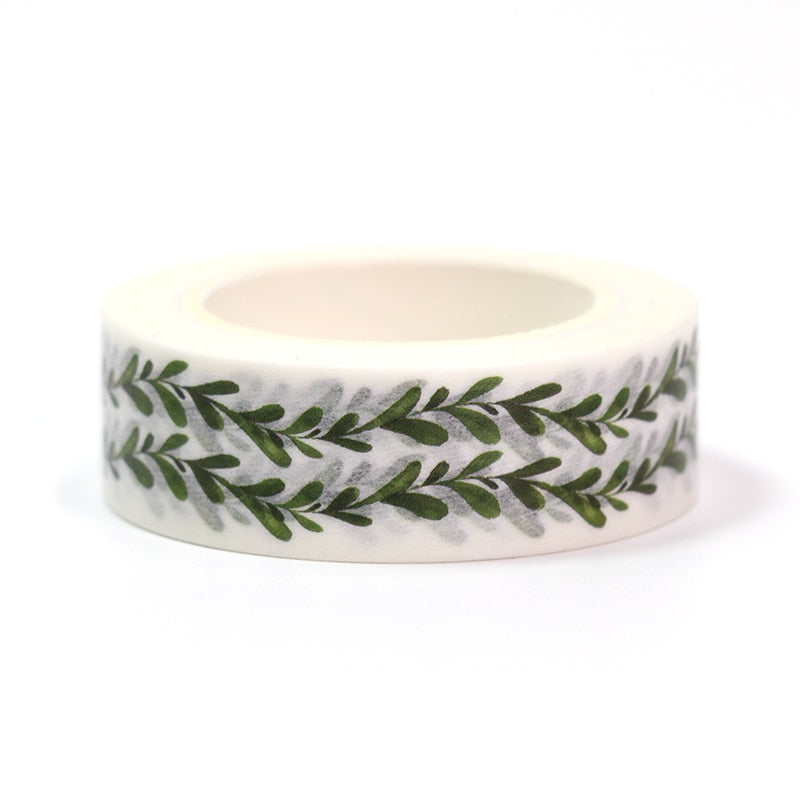 1PC 15MM*10M NEW arrival Spring Green Leaves Decorative Washi Tape DIY Scrapbooking Masking Tape School Office Supply