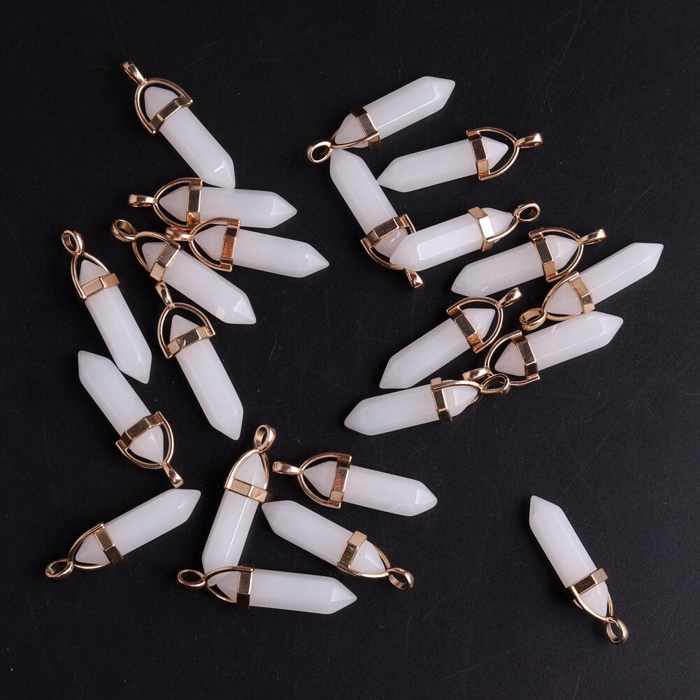 50pcs/lot Gold Zinc Alloy Amethysts Pendants For Jewelry Making Natural Stone Necklace Pendant Druzy Reiki Pendulum Amulet