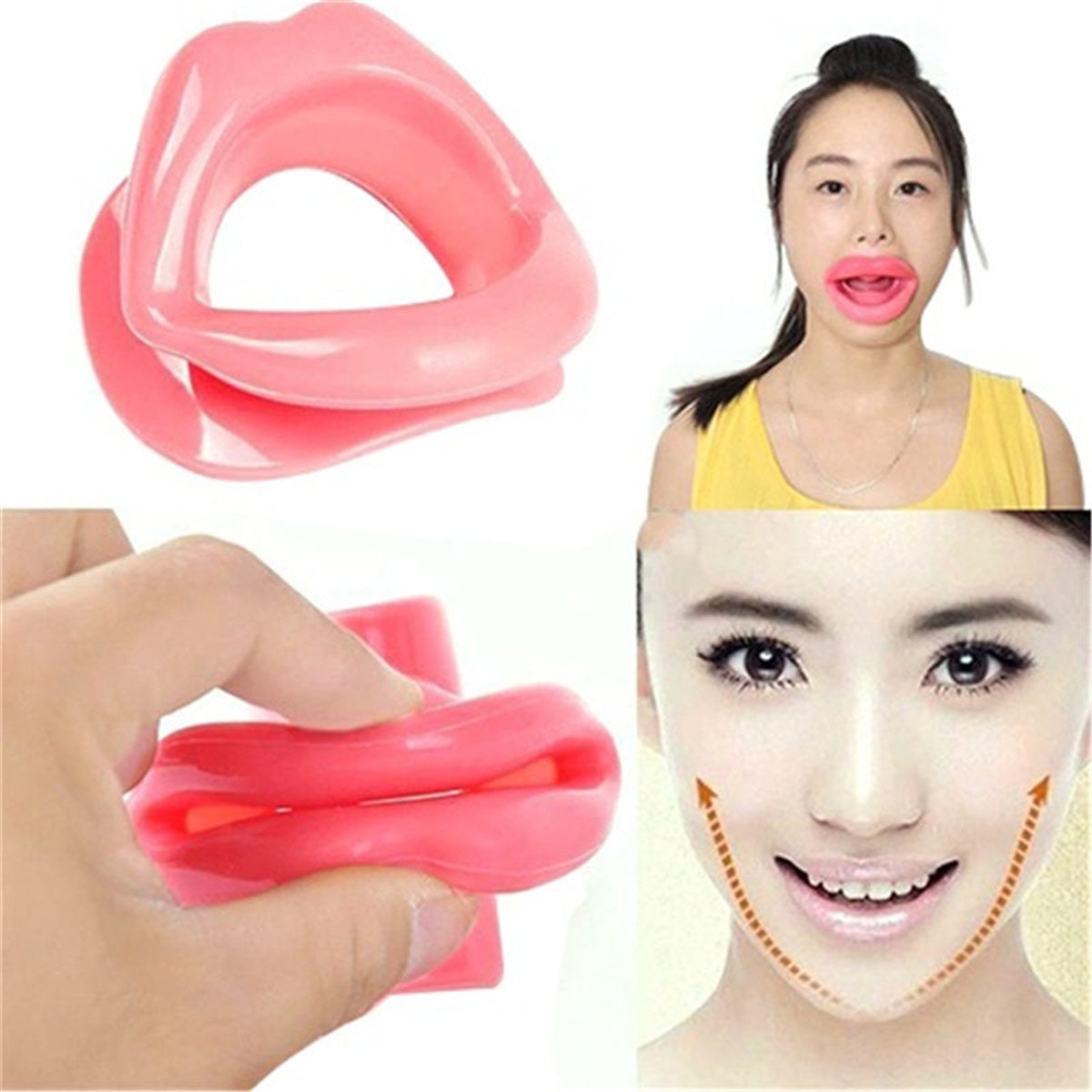 Silicone Rubber Face Slimmer Exercise Mouth Piece Muscle Anti Wrinkle Lip Trainer Mouth Massager