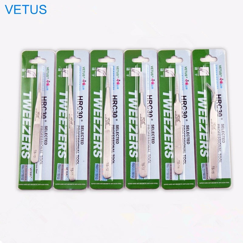 100%VETUS TS series Stainless Steel Industrial Anti-static Tweezers watchmaker Repair Tools With security label