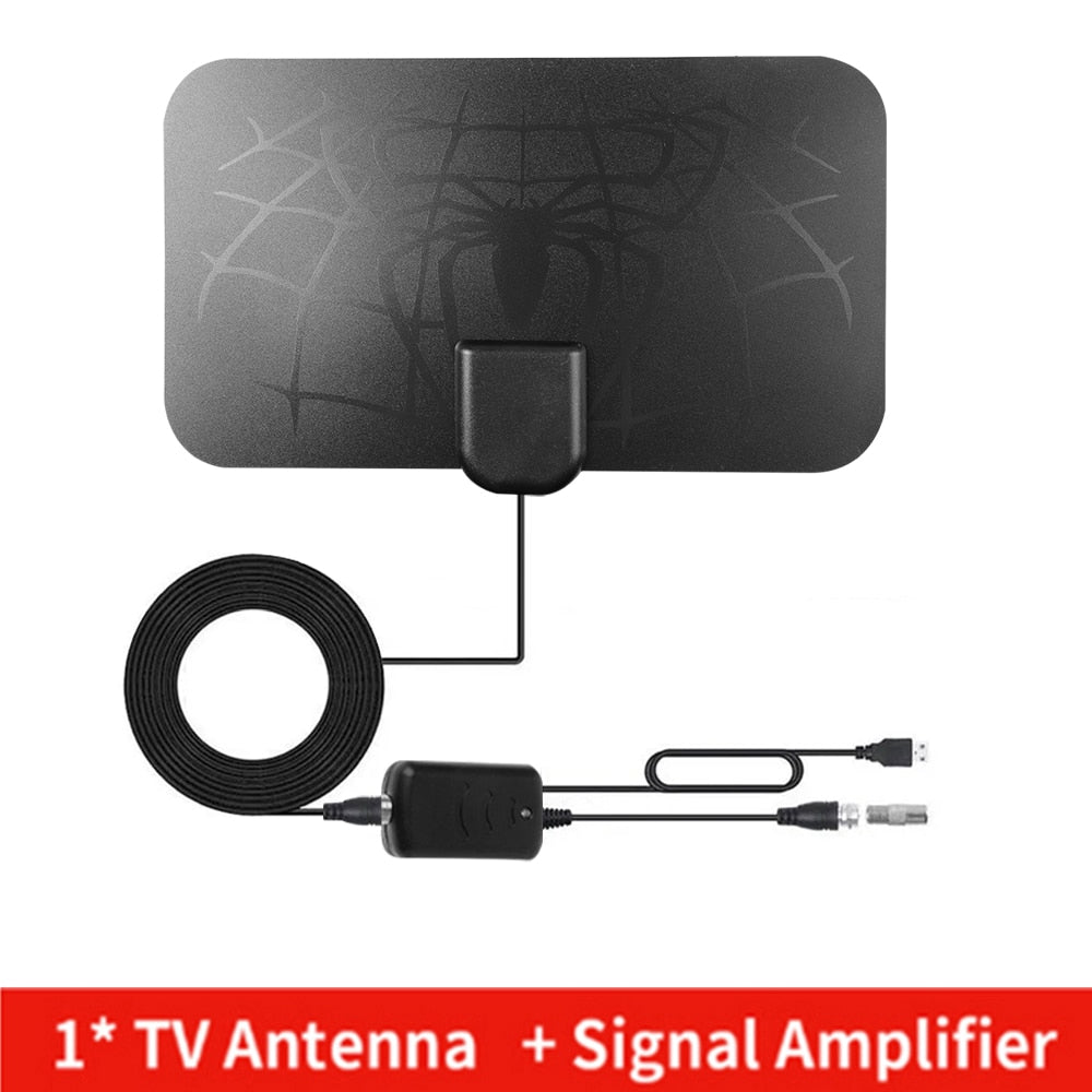 Kebidumei TV Antenna  4K 8K 25DB High Gain HD TV DTV Box Digital  EU Plug 3000 Miles Booster Active Indoor Aerial Flat Design