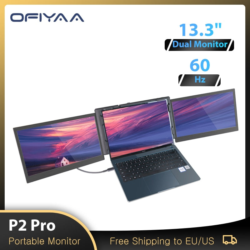 OFIYAA P2 Pro Triple Portable Monitor for Laptop Screen Extender Dual Monitor Type-C USB-C Display Extender for Switch/Mac