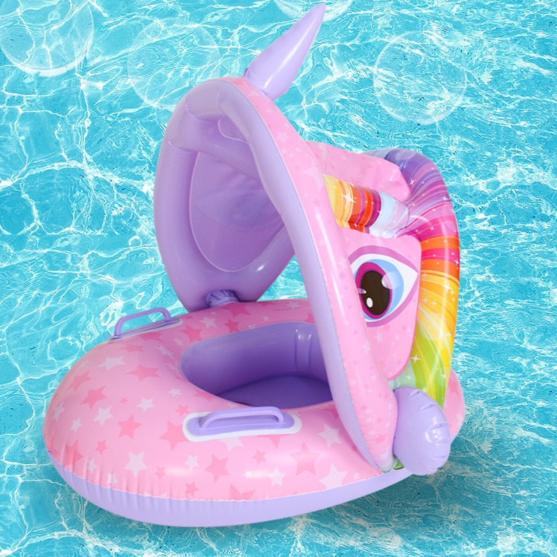 Safe Baby Inflatable Ring Baby Float Children Swimming Circle Pool Accessories Inflatable Wheels With Adjustable Sunshade Seat