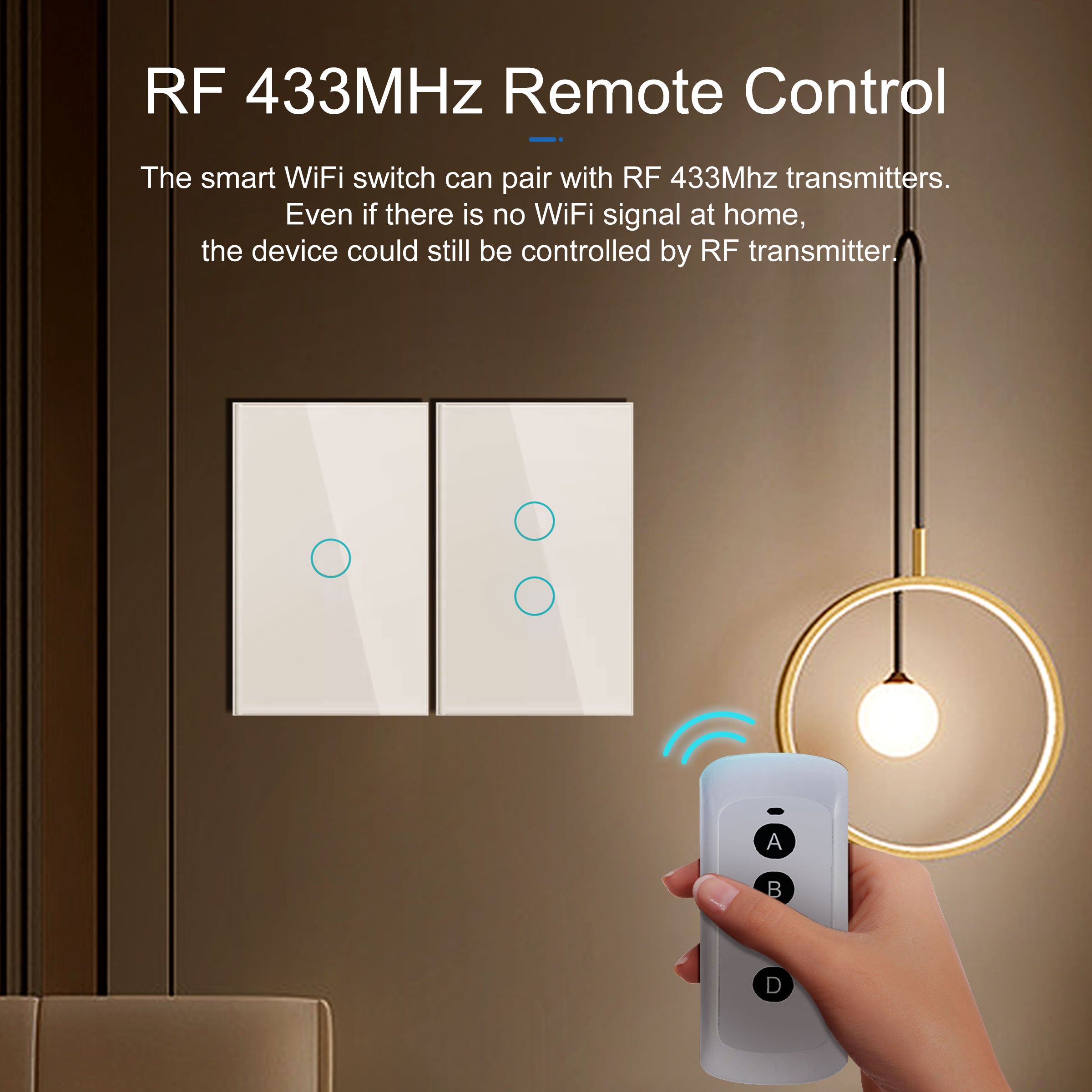 Smart Wifi Touch Switch No Neutral Wire Required Smart Home 1/2/3 Gang Light Switch 220V Support Alexa Tuya App 433RF Remote