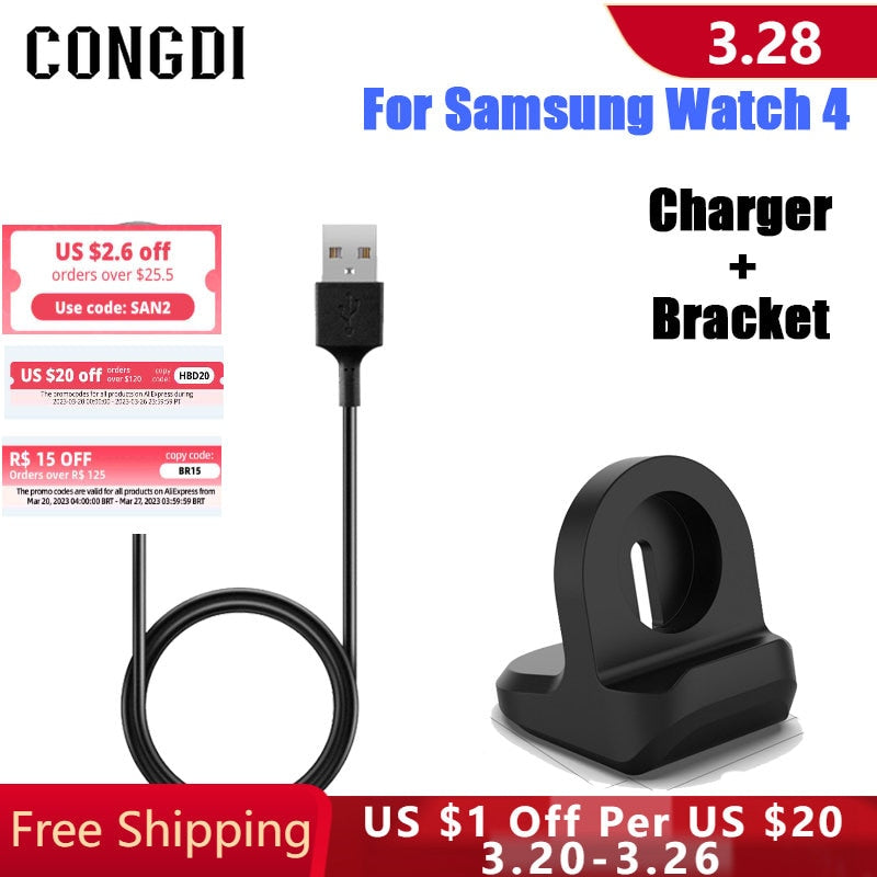 Charger Cable For Samsung Galaxy Watch 4 LTE Classic Stand Dock Bracket For Samsung Watch 4 Active 2 USB Charging Adapter Cables