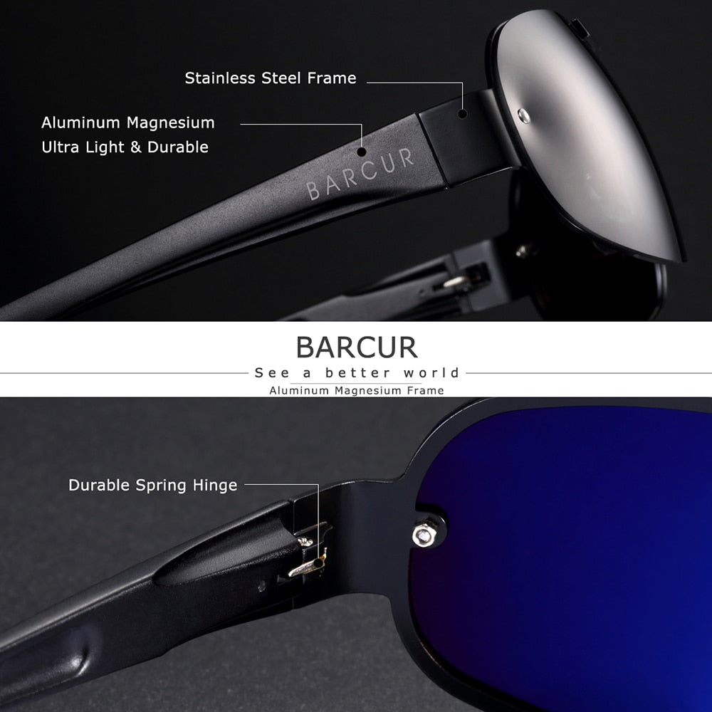 BARCUR Aluminum Magnesium Men&#39;s Sunglasses Pilot Driving Narrow Polarized Lens Man Sun Glass Women Gafas De Sol Shades