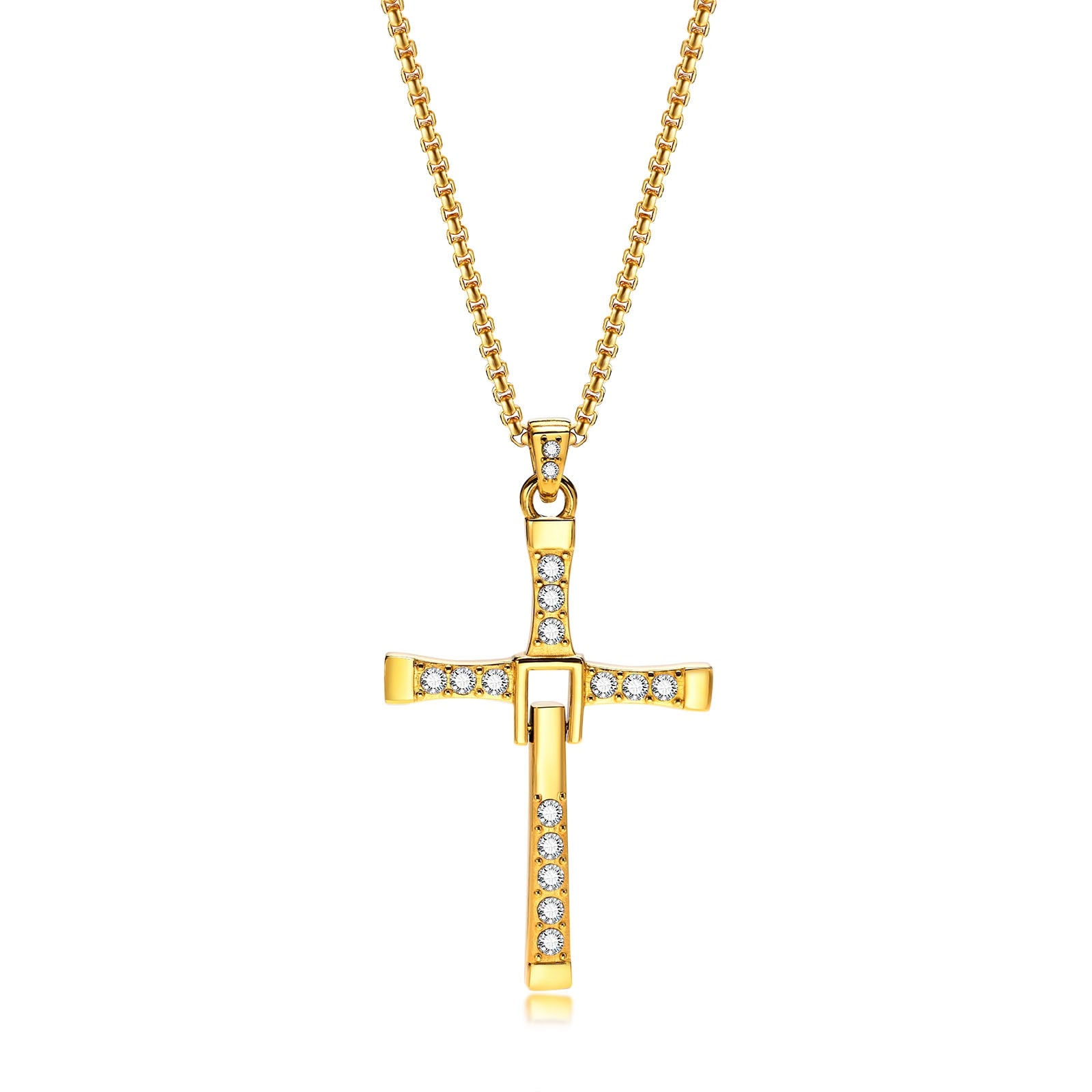 Meaeguet Stainless Steel Cross Necklaces Pendants Fashion Movie jewelry The Fast and The Furious Toretto Men CZ Necklace