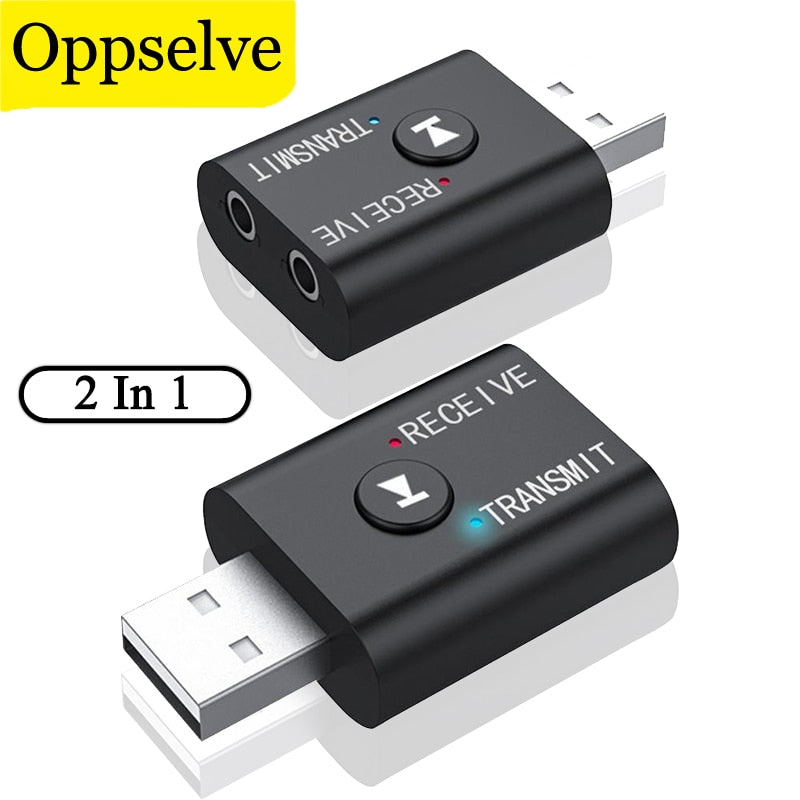 Wireless BT Receive Transmitter 2 IN 1 3.5mm Jack Aux Adapter USB Bluetooth 5.0 Audio Amplifier For PC TV Laptop Speaker Headset