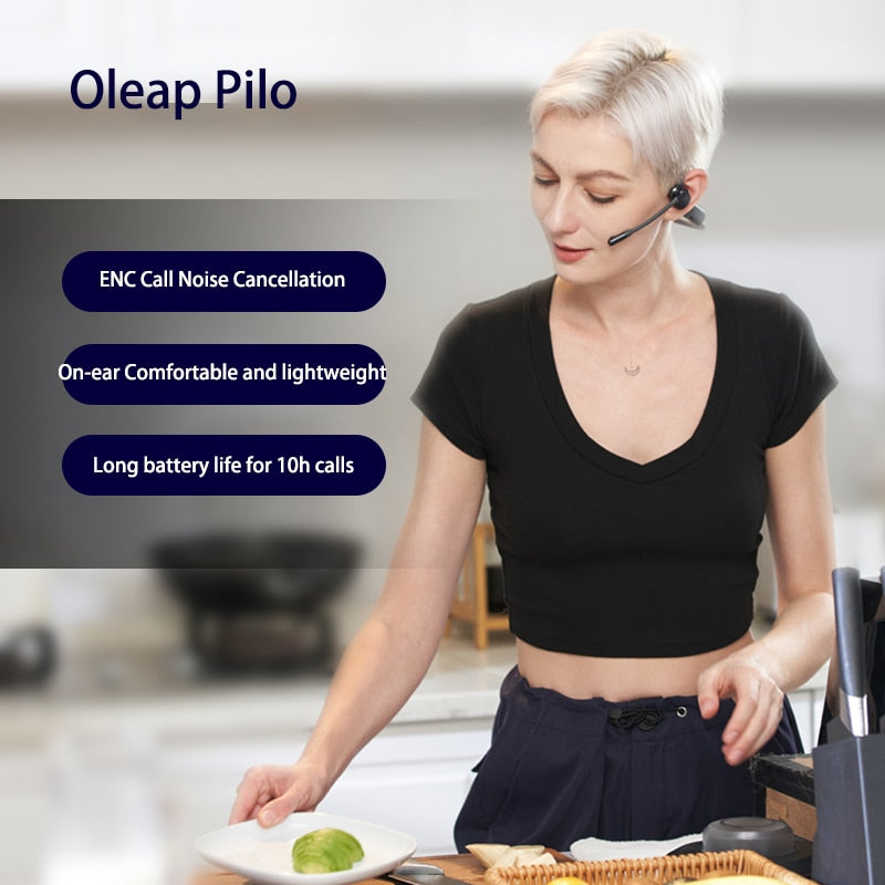 Oleap Pilot Sound P200b سماعة رأس بخاصية البلوتوث مفتوحة ليست في الأذن أثناء التنقل والجري والرياضة والتعليق على الأذن سماعة رأس لاسلكية ENC