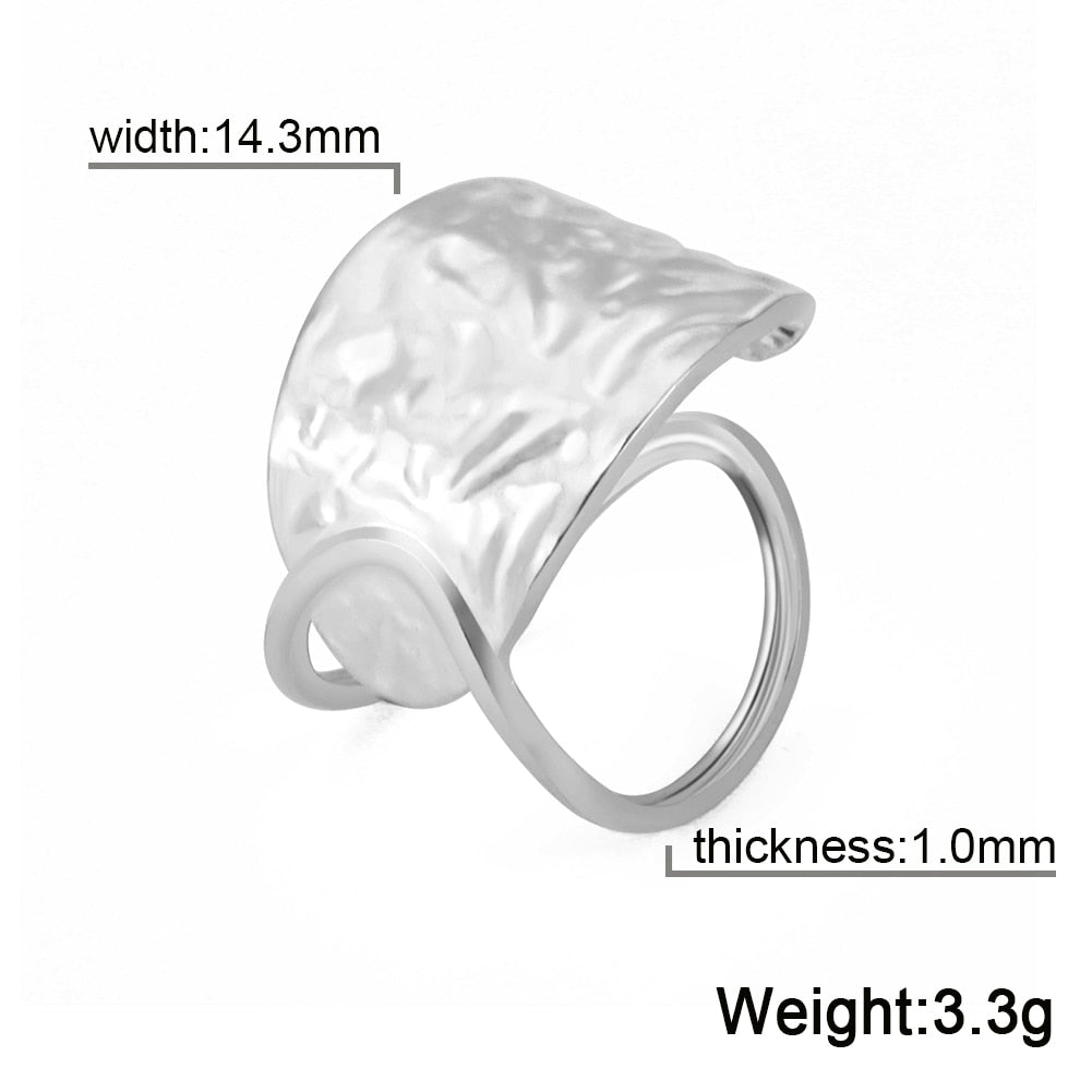 Skyrim 2023 New Fashion Irregular Rings for Women Stainless Steel Geometric Adjustable Finger Ring Jewelry Mother Day Gift
