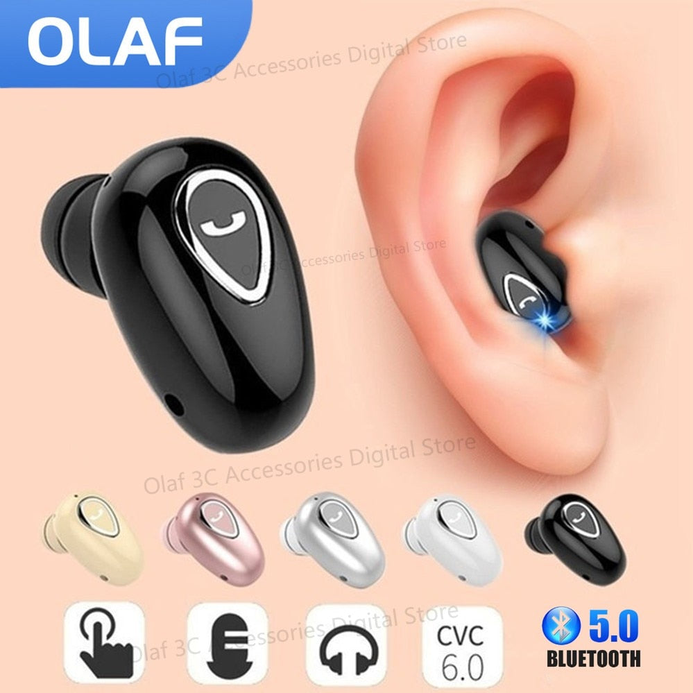 OLAF Single In Ear Bluetooth Earphones Handsfree Wireless Headphones Sport Gamer Headset With Mic Earbuds TWS IPX5 Waterproof