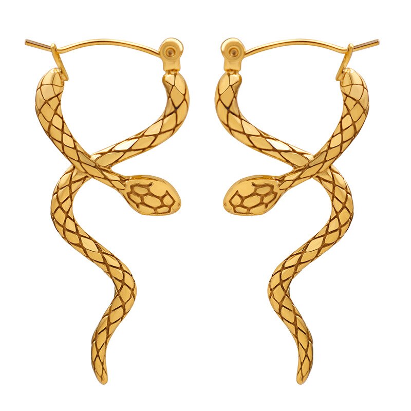 European and American Wind Snake Cross Surrounding Flexible Snake Earrings Cold Wind Noble Cool Beautiful Elegant Fashion Person