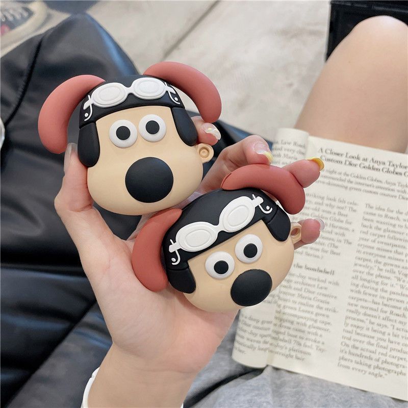 Earphone Pilot Dog Case for AirPods Pro2 Cartoon Soft Silicone Puppy Headphone Cases for AirPods 3 2 1 Headset Protective Covers