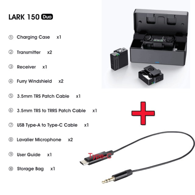 150 Duo Wireless Lavalier Microphone Mic 2.4G Hz Charging Box