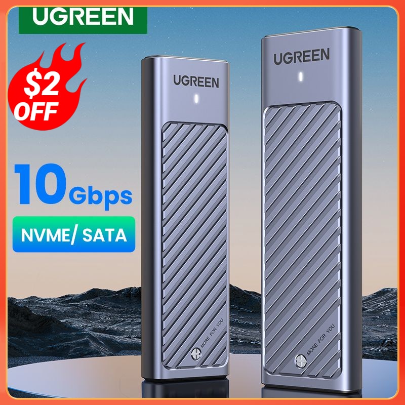 UGREEN M2 SSD Case M.2 NVMe SATA SSD Enclosure Adapter 10Gbps USB 3.2 Gen2 USB C External Enclosure Supports M and B&amp;M Keys