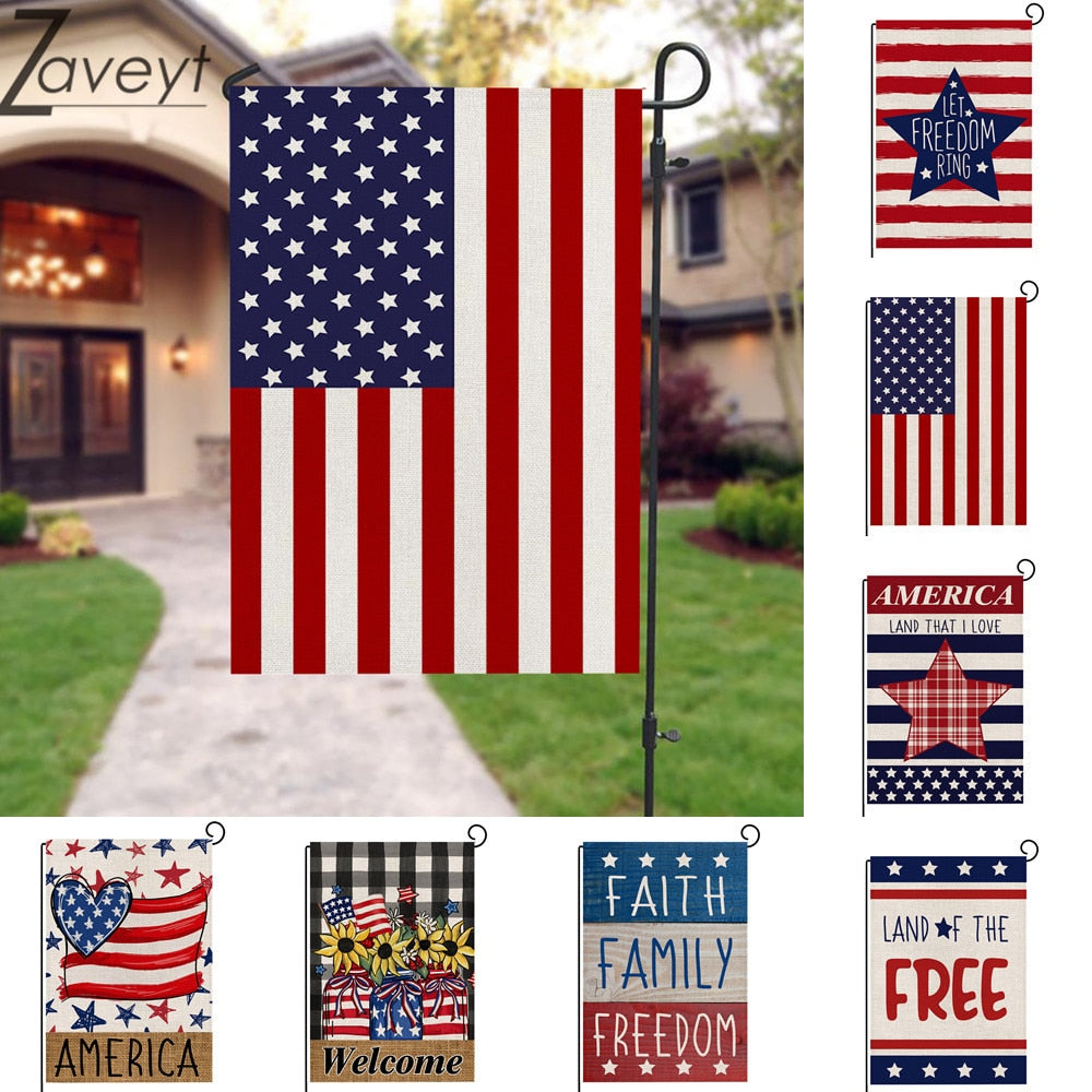 USA Patriotic Stars and Stripes Let Freedom Ring Garden Flag Double Sided Outside, 4th of July Independence Memorial Day Yard