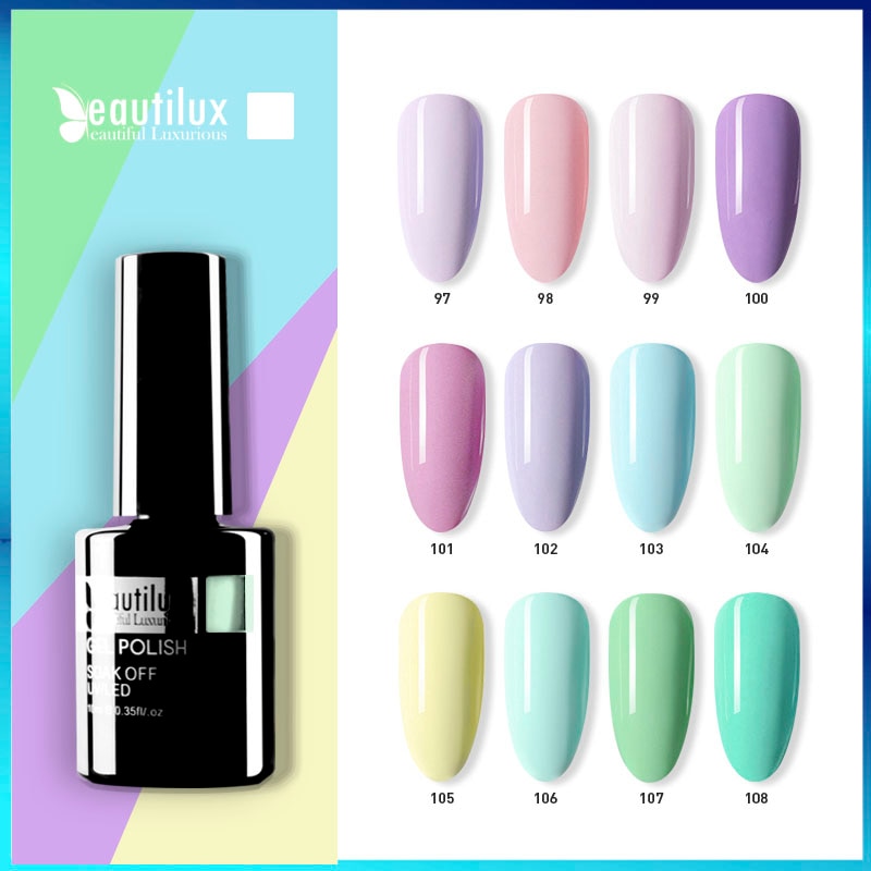 Beautilux 1pc Light Color Spring Flower Blue Green Pink Gel Nail Polish UV LED Soak Off Nails Art Gel Polish Varnish 10ml