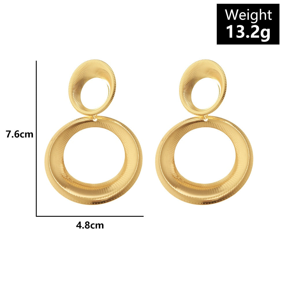 Round Dangle Drop Earrings for Women Geometric Statement Earrings Metal Lager Long Earrings Jewelry Gift