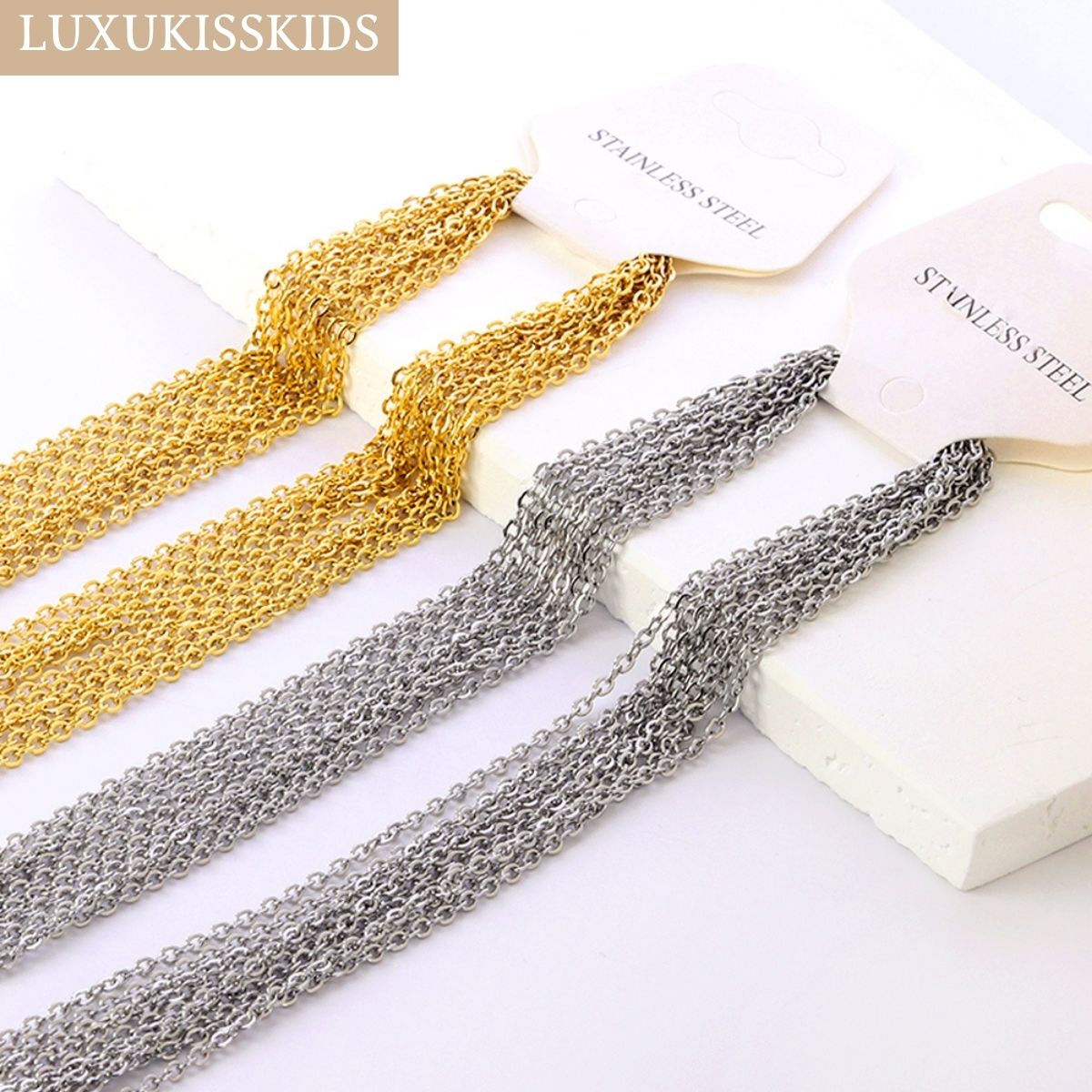 LUXUKISSKIDS Stainless Steel Necklace Chains Woman 10pcs/lot Bulk Wholesale DIY Rolo 2mm Chain No Fade Choker For Jewelry Making